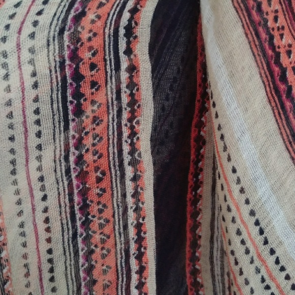 BRAIDED TASSLE STRIPED PINK TAN BLACK HEART PRINT - Picture 4 of 5